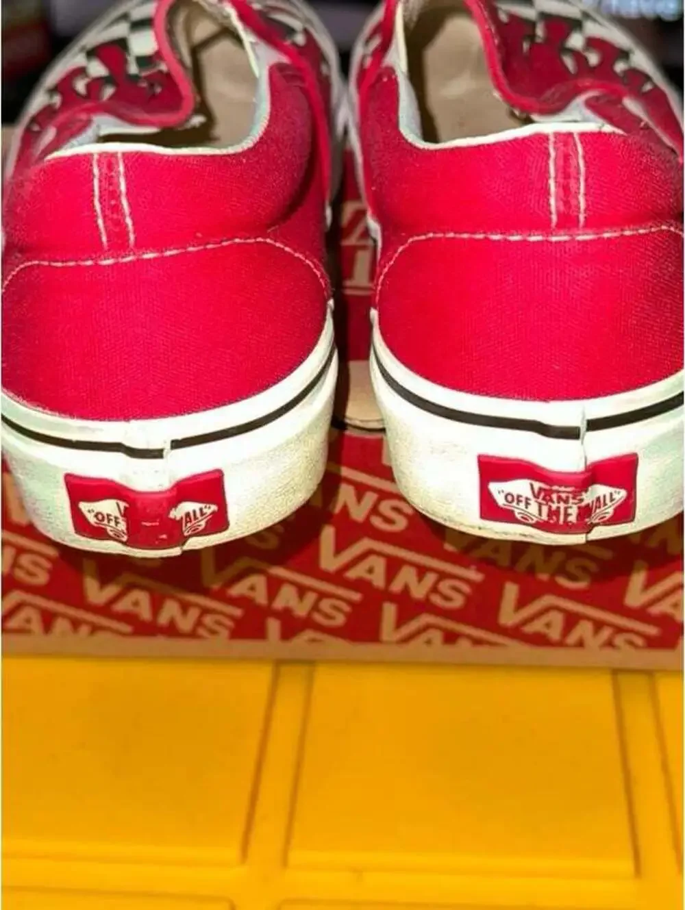 Vans Classic Slip Ons Checker Flame Racing Red Size 5